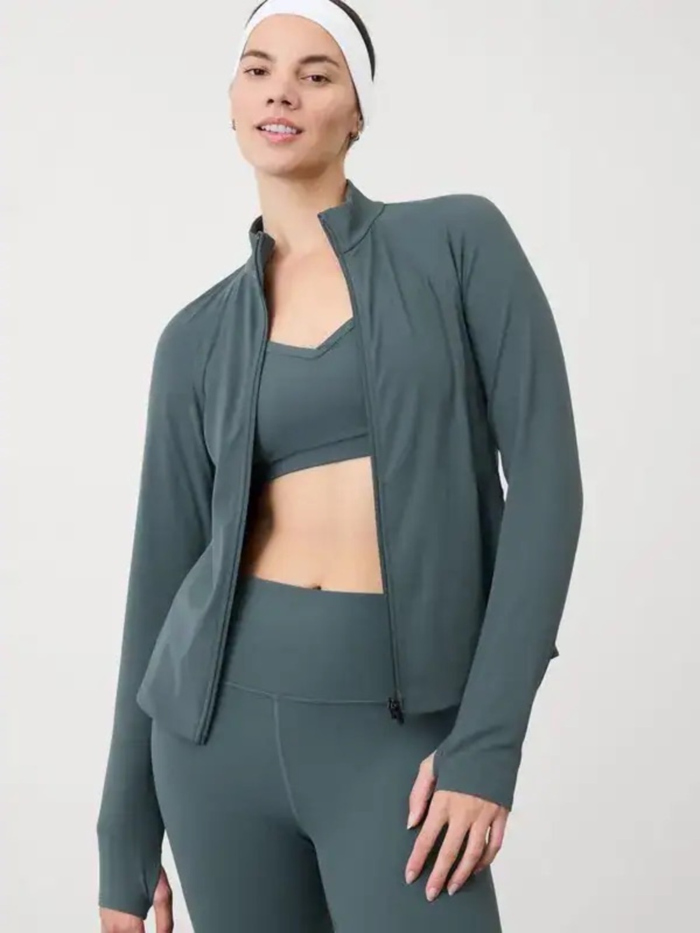 Athleta Slate Green Full-Zip Active Jacket
